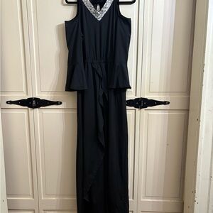 Black Jumpsuit with Silver Accents